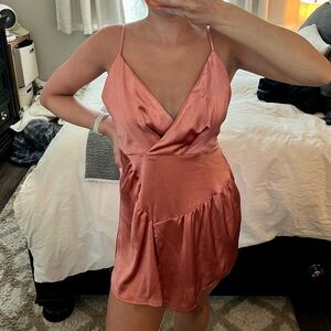 American Threads Light Orange Silk Romper
